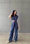 Navy Blue Modal Blouse and Pants Set