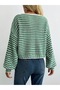Women's Striped Knitwear V-Neck Buttoned Front Cardigan - 2