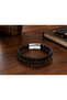 Tuscari Nightbead Black Leather Men's Bracelet - Beaded and Braided Detail - 2