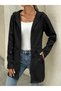 Women's Long Sleeve Hooded Cap with Pocket Detail, Three Thread Seasonal Cap - 2