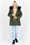 Women Solid Parka Jacket, Olive - 2