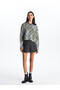 Crew Neck Patterned Oversize Women's Knitwear Sweater - 3