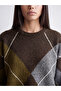 Diamond Patterned Women's Knit Sweater - 3