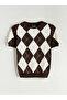 Crew Neck Diamond Patterned Women's Knit Sweater - 5