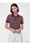 Rmz Gi̇yi̇m Farkiyla Devrik Roba Collar Striped Women's Knitwear Sweater