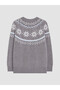 Crew Neck Patterned Women's Knitwear Sweater - 6