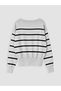 Boat Neck Striped Women's Knitwear Sweater - 7