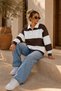 Premium Unisex Brown Striped Polo Collar Sweatshirt with Half Zipper Detail - 6