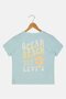 Kids Girl Crew Neck Short Sleeve Graphic Print T-Shirt,Mint Green - 3
