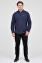 Men Regular Fit Embroidered Logo Long Sleeve Casual Shirt, Navy - 2