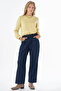 Elastic Waist Trousers Navy Blue