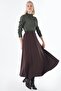 High Waist Pleated Skirt Brown