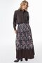 Shawl Pattern Pleated Skirt Brown - 3