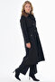 Leather Collared Trench Coat Black - 6