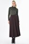 High Waist Pleated Skirt Brown - 3
