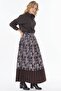Shawl Pattern Pleated Skirt Brown - 4