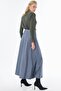 High Waist Patchwork Skirt Blue - 5