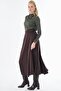 High Waist Pleated Skirt Brown - 4
