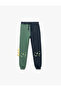 Color Blocked Cotton Tie-Waist Shirred Jogger Sweatpants - 4