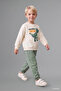 Dinosaur Printed Ecru Baby Boy Top and Bottom Set H8482A5/Er118 - 2