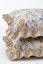 Pillowcase 2Pcs Ruffled Beige Floral 100% Quality Cotton Envelope Closure Bohemian Rural Vibe, Suitable for Bedding Set - 2