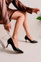 Patent Leather Pointed Toe Heel Stone Detailed Thin Heel Stiletto Women's Shoes - 3