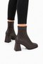 Thick Heel Zippered Stretch Women's Boots Brown - 3