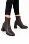 Thick Heel Zippered Stretch Women's Boots Brown - 2