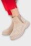 Suede Women's Boots with Side Elastic Beige - 5
