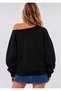 Ribbon Printed Oversized Women's Boat Neck Sweatshirt - 2
