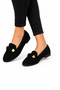 Ribboned Suede Women's Ballerina Shoes Black - 2