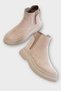 Suede Women's Boots with Side Elastic Beige - 4