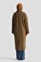 Snap Detailed Striped Cashmere Coat Brown - 6
