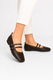 Double-Strapped Women's Ballerina Shoes Brown - 2