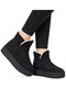 Thick Soled, Fur Lined, Velcro Women's Boots Black - 4