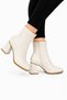 Thick Heel Zippered Stretch Women's Boots Beige - 3