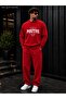 Men's Focus on the Positive Typography Printed Crew Neck Regular Fit Men's Tracksuit Set /Straight Leg Bottom