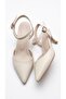 Open Back Ankle Strap Satin Women's Heeled Evening Dress Shoes