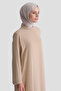 Stylish Dress with Stone Detail Beige - 4