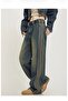 Navy Blue Stonewashed White Tribal Printed Y2K Unisex Baggy Pants