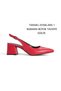 Red Leather Pointed Toe Open Back 5 cm Coated Heel New Season - 2