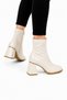 Thick Heel Zippered Stretch Women's Boots Beige - 2