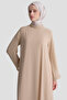 Stylish Dress with Stone Detail Beige - 3