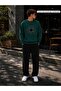 Men's Abstract Sun Printed Crew Neck Regular Fit Men's Tracksuit Set /Straight Leg Bottom