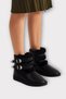 Women's Boots with Fur Inside and Double Belt Black