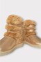 Women's Boots with Fur Inside and Double Belt Bronze - 5