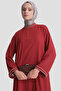 Stone Detailed Stylish Dress Burgundy