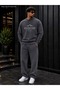 Men's Adventure Await Mountain Patterned Typography Printed Crew Neck Regular Fit Men's Tracksuit Set /Straight Leg Bottom
