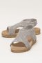 Open Front Knitted Patterned Elastic Women's Sandals Gray - 2
