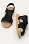 Open Front Knitted Patterned Elastic Women's Sandals Black - 6